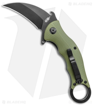 Buck N Bear Tactical Karambit Liner Lock Knife Green G-10 (2.5" Black)