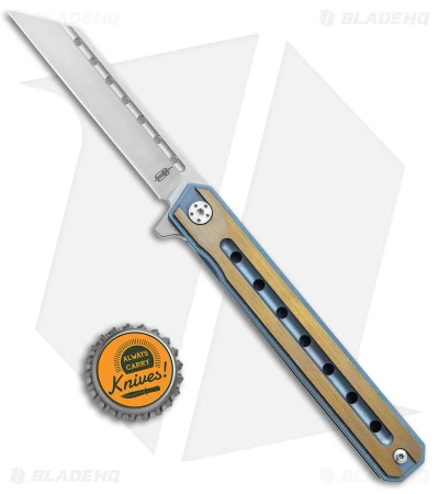 Buck N Bear Thunderbird Frame Lock Knife Blue/Brown Titanium (3.5" Satin) - Image 4