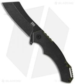 BNB EDC Cleaver Knife Black Weaved Carbon Fiber (4" Black SW)
