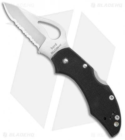 Byrd Robin Lockback Knife Serrated Black G-10 (2.375" Satin) BY10GS