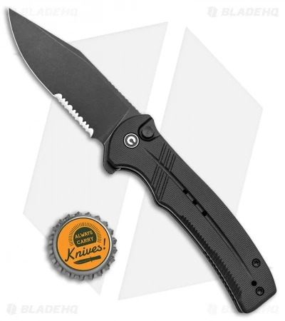 CIVIVI Cogent Button Lock Flipper Knife Black G-10 (3.5" Black Serr) C20038E-1 - Image 4