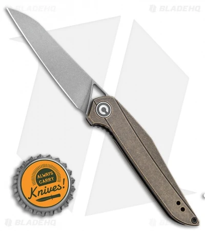 CIVIVI Isham Mckenna Liner Lock Knife Black Stonewashed Brass (2.9" Stonewash) - Image 4