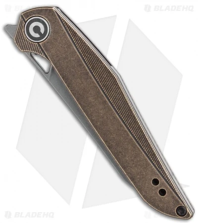 CIVIVI Isham Mckenna Liner Lock Knife Black Stonewashed Brass (2.9" Stonewash) - Image 2