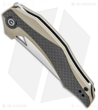 CIVIVI Isham Plethiros Flipper Knife Tan/Carbon Fiber (3.45" Satin) C904A - Image 2