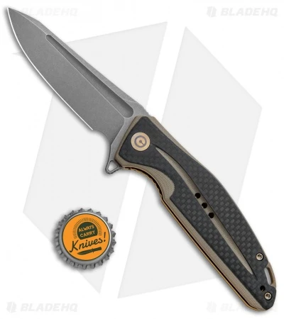CIVIVI Statera Flipper Liner Lock Knife Tan Carbon Fiber (3.5" SW) C901A - Image 4