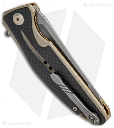 CIVIVI Statera Flipper Liner Lock Knife Tan Carbon Fiber (3.5" SW) C901A - Image 3