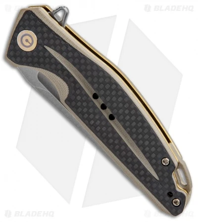 CIVIVI Statera Flipper Liner Lock Knife Tan Carbon Fiber (3.5" SW) C901A - Image 2