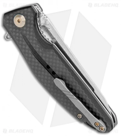CIVIVI Statera Flipper Liner Lock Knife Black G10/Carbon Fiber (3.5" Damascus) - Image 3