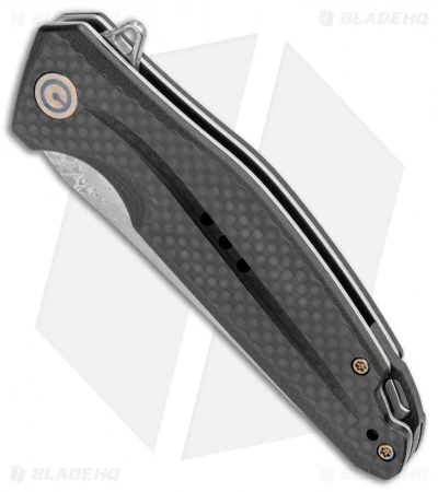 CIVIVI Statera Flipper Liner Lock Knife Black G10/Carbon Fiber (3.5" Damascus) - Image 2