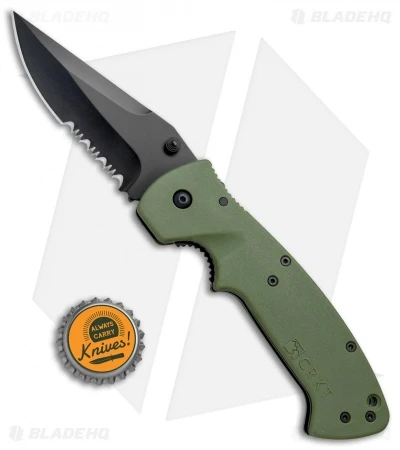 CRKT Crawford Kasper Liner Lock Knife OD Green Zytel (3.75" Black Serr) 6783KOD - Image 4