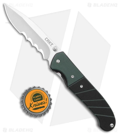 CRKT Ignitor Spring Assisted Knife Black & Green G-10 (3.38" Satin Serr) 6855 - Image 4