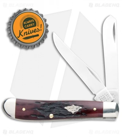 Case Cutlery Mini Trapper Knife 3.5" Peach Seed Walnut Bone (6207 SS) - Image 4