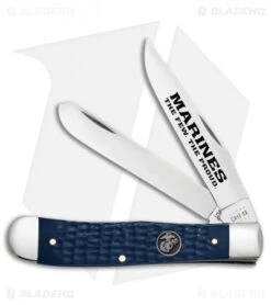 Case Trapper Traditional Knife USMC Jigged Blue Synthetic (4.1" - 6254 SS)