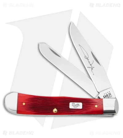 Case John Wayne Trapper Gift Set 4.125" Jigged Dark Red Bone (6254SS) 7444