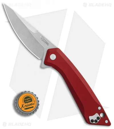 Case XX CG01 Drop Point Flipper Knife Red Aluminum (3.4" Stonewash) - Image 4