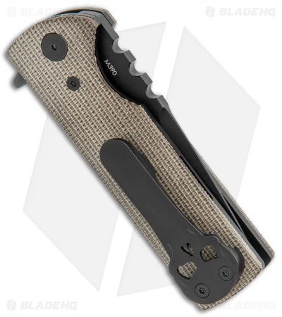 Chaves Ultramar T.A.K. Liner Lock Knife Tanto Green Micarta (2.75" Blackout) - Image 3