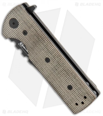 Chaves Ultramar T.A.K. Liner Lock Knife Tanto Green Micarta (2.75" Blackout) - Image 2