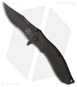 Combative Edge Draco D1 Spring Assisted Knife Black (3.5" Black Serr)