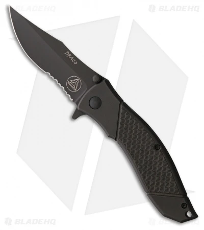 Combative Edge Draco D1 Spring Assisted Knife Black (3.5" Black Serr)