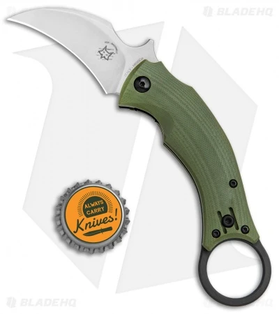 Fox Bastinelli Black Bird Karambit Folding Knife OD Green G10 (2.25" SW) - Image 4