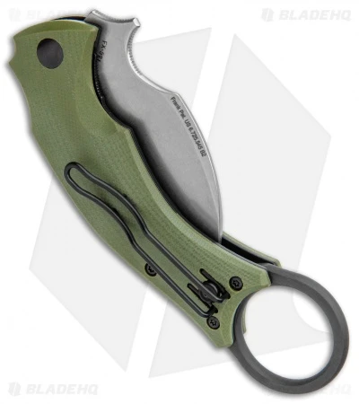 Fox Bastinelli Black Bird Karambit Folding Knife OD Green G10 (2.25" SW) - Image 3