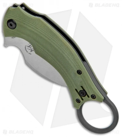 Fox Bastinelli Black Bird Karambit Folding Knife OD Green G10 (2.25" SW) - Image 2