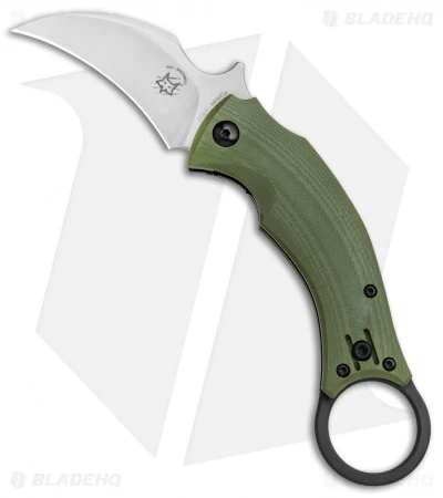 Fox Bastinelli Black Bird Karambit Folding Knife OD Green G10 (2.25" SW)