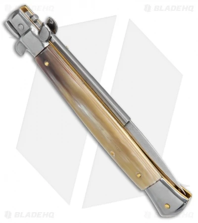 Frank B 11" Italian Stiletto Automatic Knife Brazilian Horn Bayo (5" Satin) - Image 3