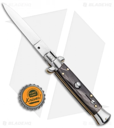 Frank B 7.5" Italian Stiletto Automatic Knife Dark Horn (3.25" Polish) - Image 4