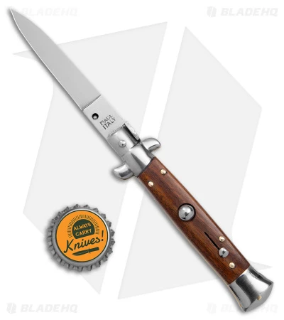 Frank B. 7.5" Italian Stiletto Automatic Knife Cocobolo Wood (3.25" Satin Flat) - Image 4