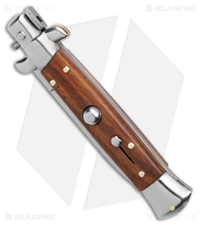 Frank B. 7.5" Italian Stiletto Automatic Knife Cocobolo Wood (3.25" Satin Flat) - Image 2