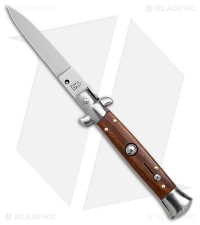Frank B. 7.5" Italian Stiletto Automatic Knife Cocobolo Wood (3.25" Satin Flat)