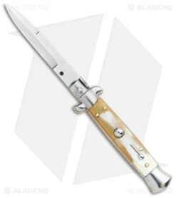 Frank B. 7.5" Italian Stiletto Automatic Knife Honey Horn (3.5" Polish Bayonet)