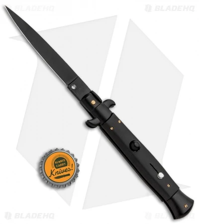 Frank B 9" Italian Stiletto Automatic Knife Black (3.8" Black Flat) - Image 4