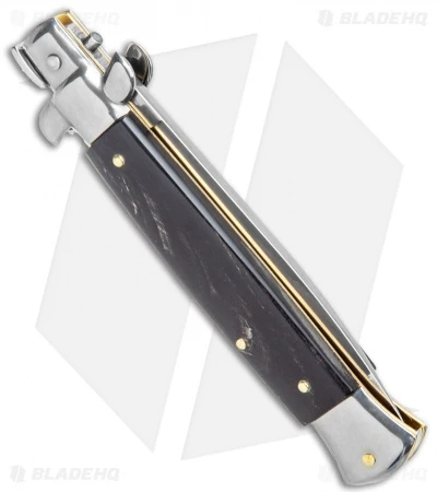 Frank B 9" Italian Stiletto Automatic Knife Dark Horn (4" Satin) - Image 3