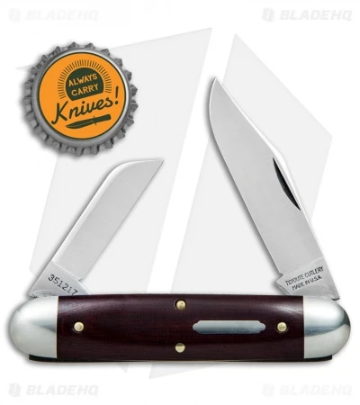 GEC #35 Tidioute Cutlery Churchill Pocket Knife 3.75" Maroon Linen Micarta - Image 4