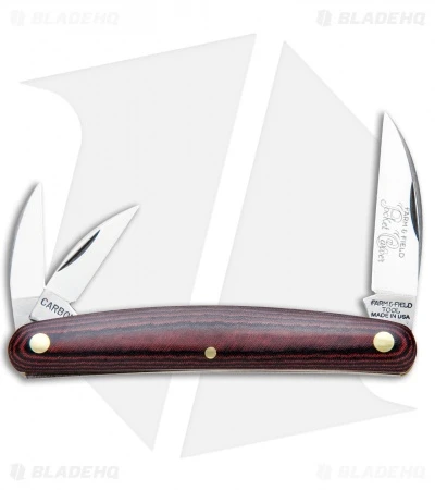 GEC #62 Farm And Field Pocket Carver Red/Black Linen Micarta