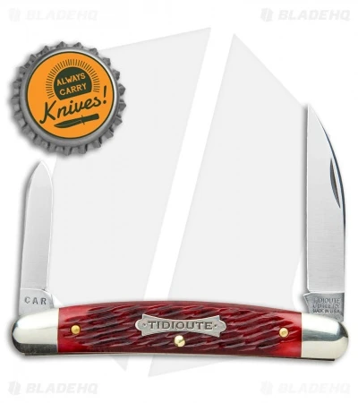 GEC Tidioute Cutlery Easy Pocket Congress Knife 3.75" Blood Red Jigged Bone - Image 4