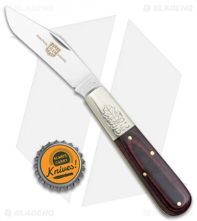 GEC Two Acorn Barlow Knife 3.75" Red & Black Linen Micarta 861121 - Image 4