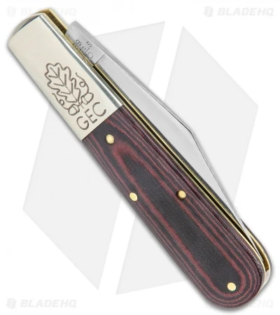 GEC Two Acorn Barlow Knife 3.75" Red & Black Linen Micarta 861121 - Image 3
