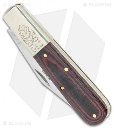 GEC Two Acorn Barlow Knife 3.75" Red & Black Linen Micarta 861121 - Image 2