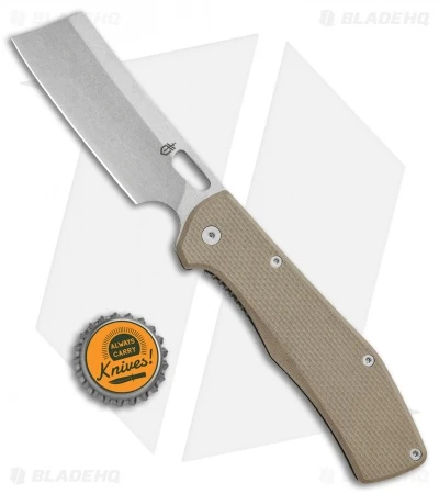 Gerber FlatIron Cleaver Frame Lock Knife Desert Tan G-10 (3.6" Stonewash) - Image 4