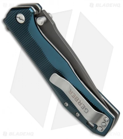 Gerber Index Liner Lock Knife Blue Aluminum (3.3" Gray) 30-001356 - Image 3