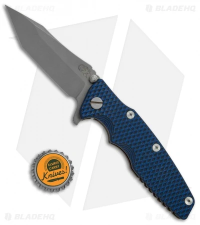Hinderer Knives XM-18 3.5 Harpoon Tanto Knife Blue/Black G-10 (Working) Bronze - Image 4