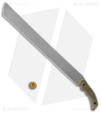 Jake Hoback Knives Fixed Blade Machete "The Path" Green Micarta (18" Stonewash) - Image 4