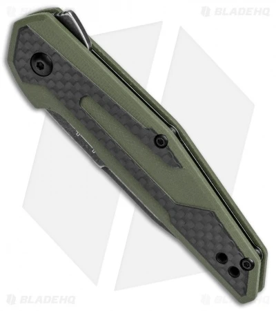Kershaw Anso Fraxion Liner Lock Knife CF/OD Green G-10 (2.75" Black SW) 1160OLBW - Image 2
