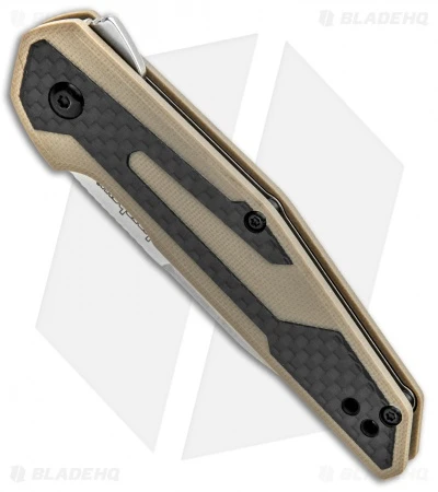 Kershaw Anso Fraxion Liner Lock Knife CF/Tan G-10 (2.75" Stonewash) 1160TAN - Image 2