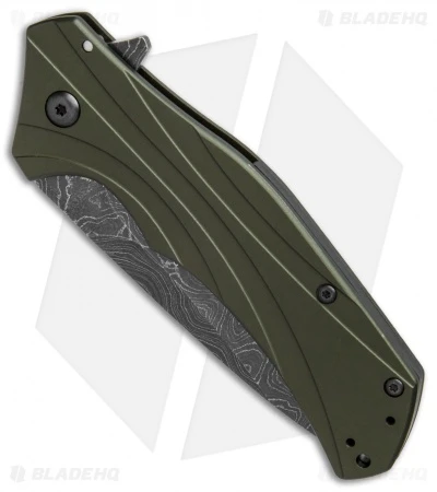 Kershaw Knockout Assisted Opening Knife OD Green (3.25" Damascus) 1870OLDAM - Image 3