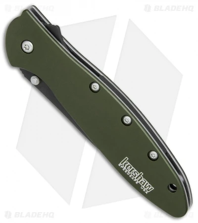 Kershaw Leek Assisted Opening Knife OD Green (3" Black Serr) 1660OLBLKST - Image 3