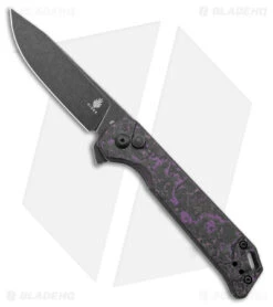Kizer Begleiter2 Azo Button Lock Knife Purple/Black Fat Carbon (3.4" Black)